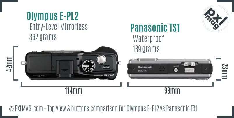 Olympus E-PL2 vs Panasonic TS1 top view buttons comparison