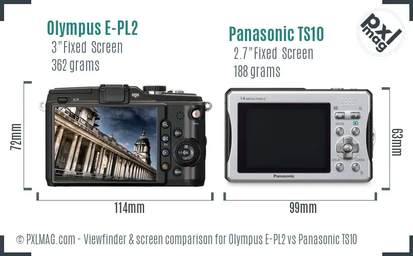Olympus E-PL2 vs Panasonic TS10 Screen and Viewfinder comparison