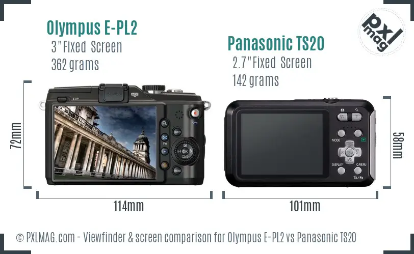Olympus E-PL2 vs Panasonic TS20 Screen and Viewfinder comparison
