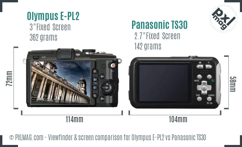 Olympus E-PL2 vs Panasonic TS30 Screen and Viewfinder comparison