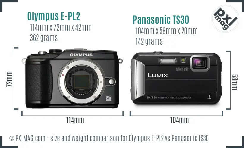 Olympus E-PL2 vs Panasonic TS30 size comparison
