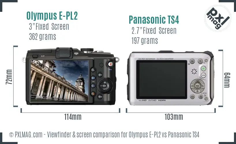 Olympus E-PL2 vs Panasonic TS4 Screen and Viewfinder comparison