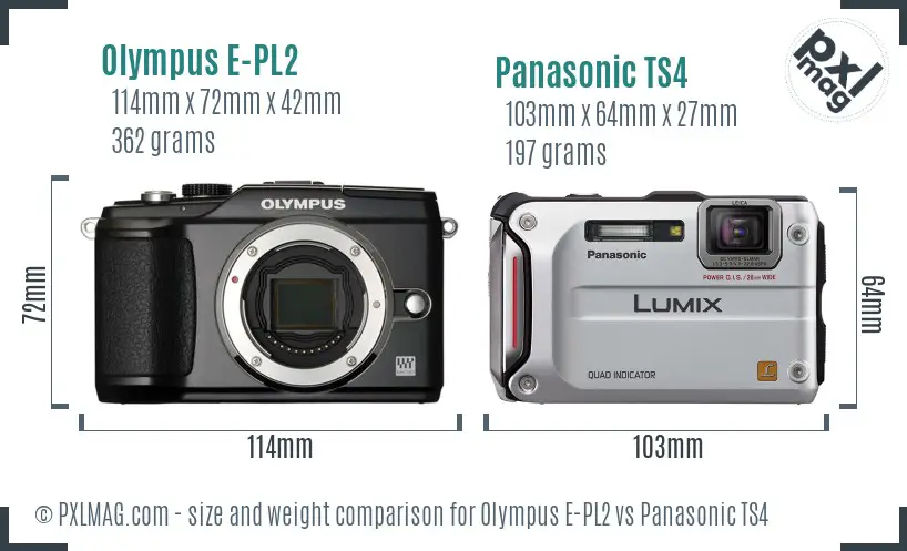 Olympus E-PL2 vs Panasonic TS4 size comparison