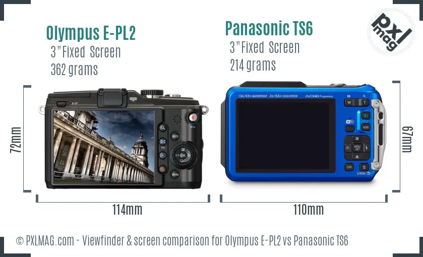 Olympus E-PL2 vs Panasonic TS6 Screen and Viewfinder comparison