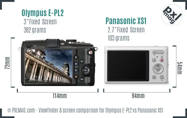 Olympus E-PL2 vs Panasonic XS1 Screen and Viewfinder comparison