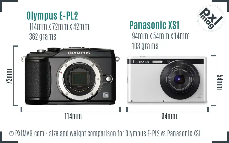 Olympus E-PL2 vs Panasonic XS1 size comparison
