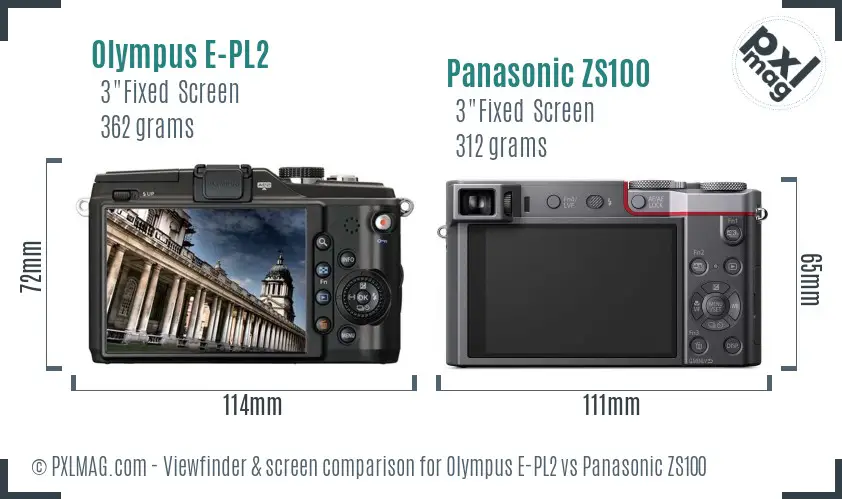 Olympus E-PL2 vs Panasonic ZS100 Screen and Viewfinder comparison
