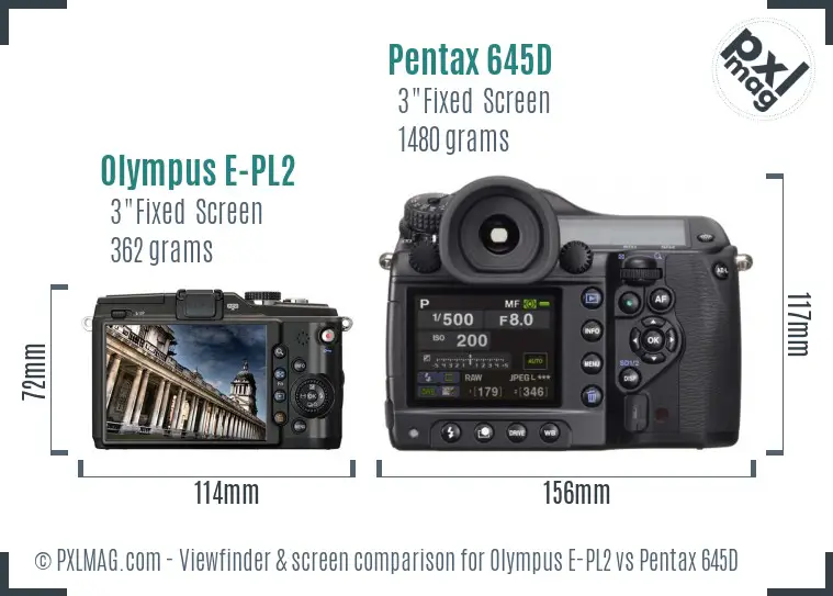 Olympus E-PL2 vs Pentax 645D Screen and Viewfinder comparison