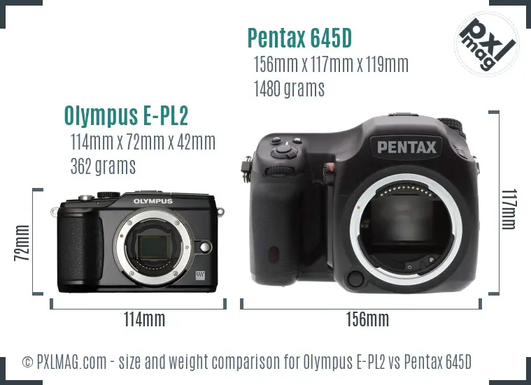 Olympus E-PL2 vs Pentax 645D size comparison