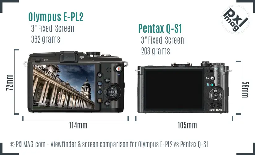Olympus E-PL2 vs Pentax Q-S1 Screen and Viewfinder comparison