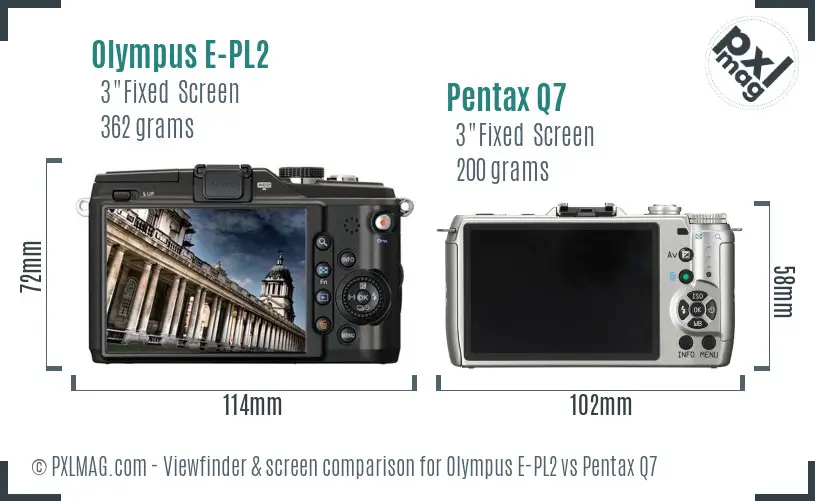 Olympus E-PL2 vs Pentax Q7 Screen and Viewfinder comparison