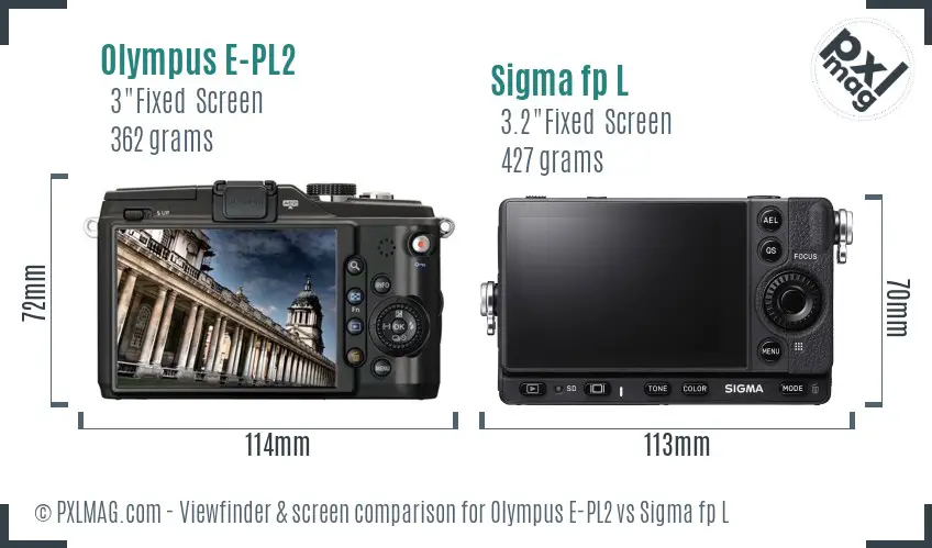 Olympus E-PL2 vs Sigma fp L Screen and Viewfinder comparison