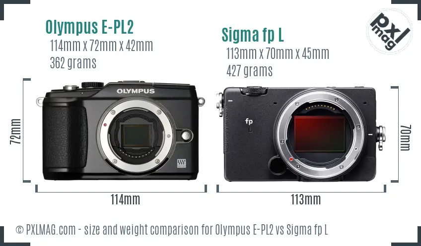 Olympus E-PL2 vs Sigma fp L size comparison