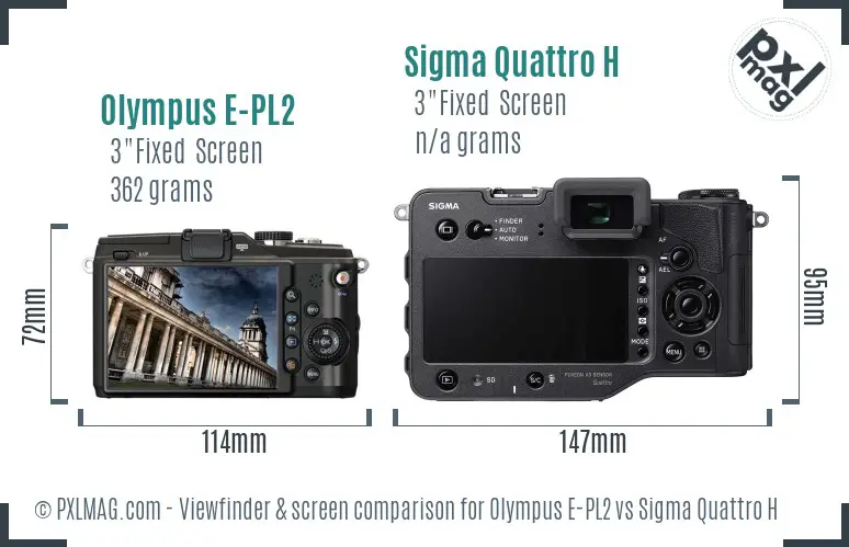 Olympus E-PL2 vs Sigma Quattro H Screen and Viewfinder comparison