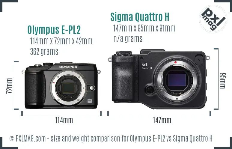 Olympus E-PL2 vs Sigma Quattro H size comparison