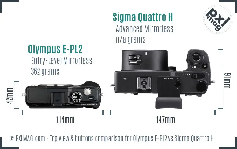 Olympus E-PL2 vs Sigma Quattro H top view buttons comparison