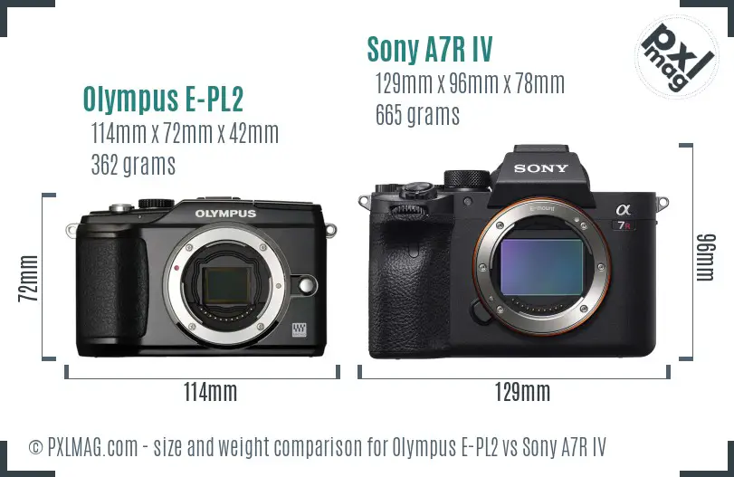 Olympus E-PL2 vs Sony A7R IV size comparison