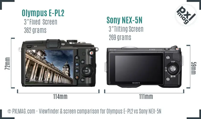 Olympus E-PL2 vs Sony NEX-5N Screen and Viewfinder comparison