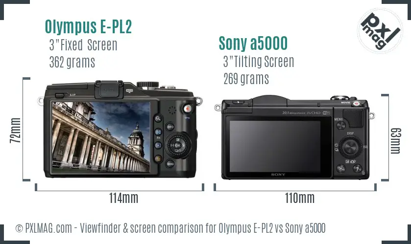 Olympus E-PL2 vs Sony a5000 Screen and Viewfinder comparison Olympus E-PL2 vs Sony a5000 Screen and Viewfinder comparison