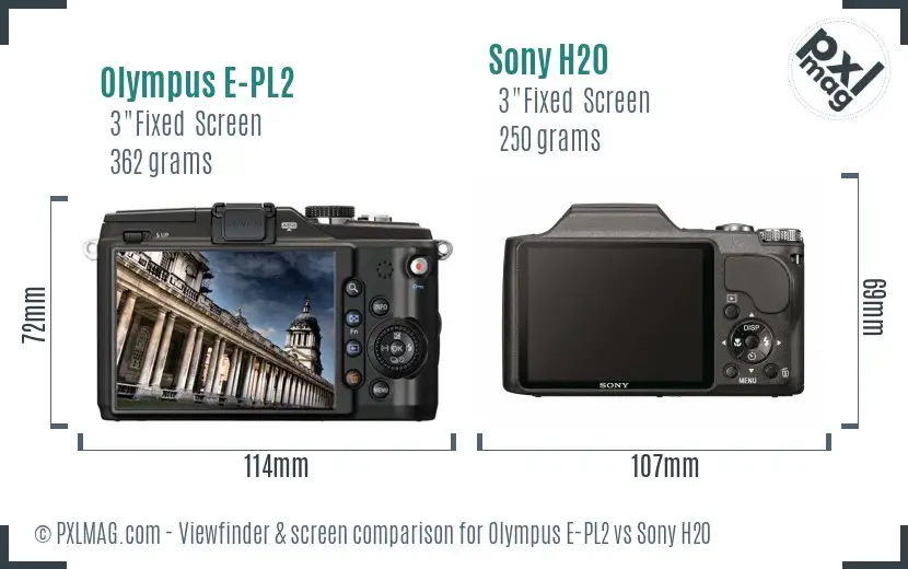 Olympus E-PL2 vs Sony H20 Screen and Viewfinder comparison