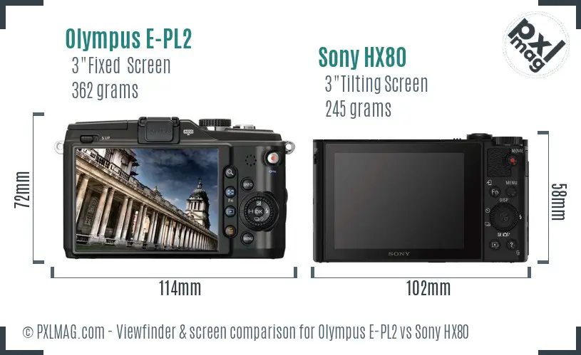 Olympus E-PL2 vs Sony HX80 Screen and Viewfinder comparison