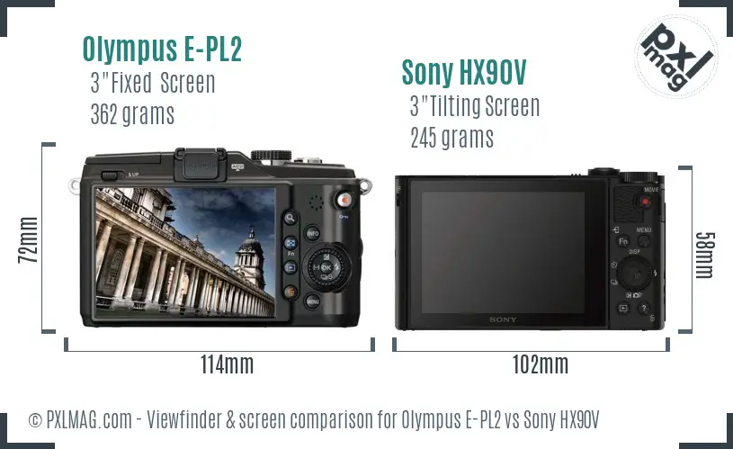Olympus E-PL2 vs Sony HX90V Screen and Viewfinder comparison Olympus E-PL2 vs Sony HX90V Screen and Viewfinder comparison