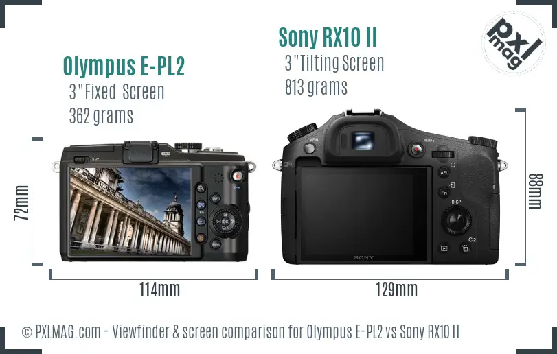 Olympus E-PL2 vs Sony RX10 II Screen and Viewfinder comparison