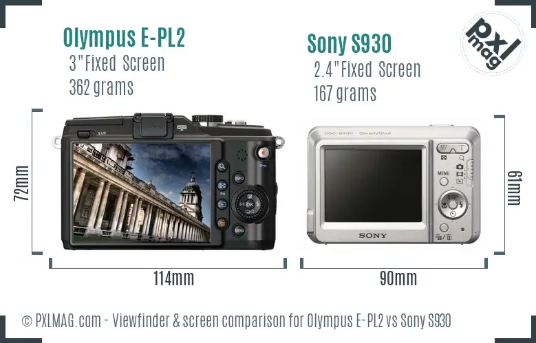 Olympus E-PL2 vs Sony S930 Screen and Viewfinder comparison Olympus E-PL2 vs Sony S930 Screen and Viewfinder comparison