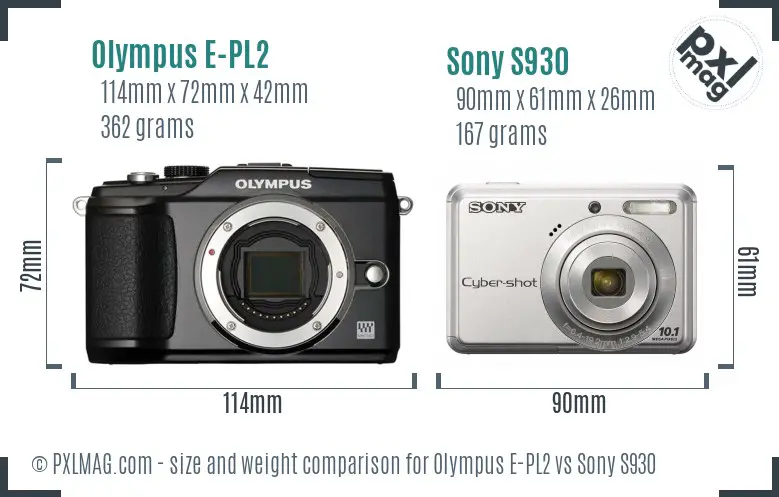 Olympus E-PL2 vs Sony S930 size comparison Olympus E-PL2 vs Sony S930 size comparison