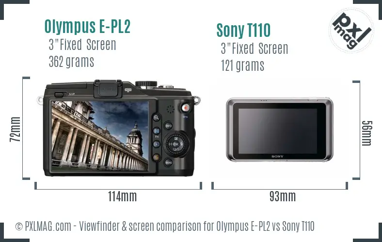 Olympus E-PL2 vs Sony T110 Screen and Viewfinder comparison Olympus E-PL2 vs Sony T110 Screen and Viewfinder comparison