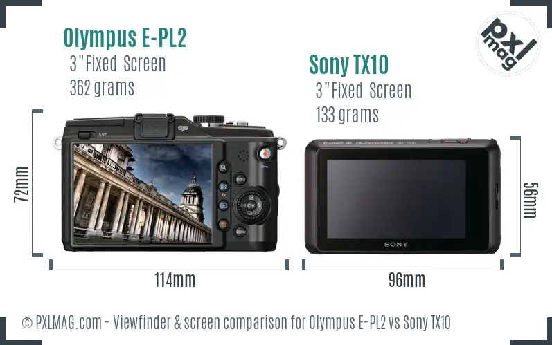 Olympus E-PL2 vs Sony TX10 Screen and Viewfinder comparison