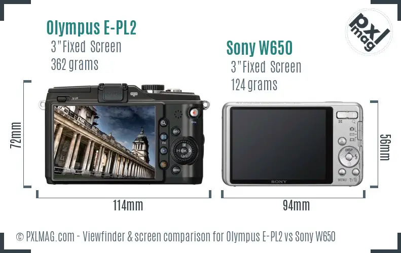 Olympus E-PL2 vs Sony W650 Screen and Viewfinder comparison Olympus E-PL2 vs Sony W650 Screen and Viewfinder comparison
