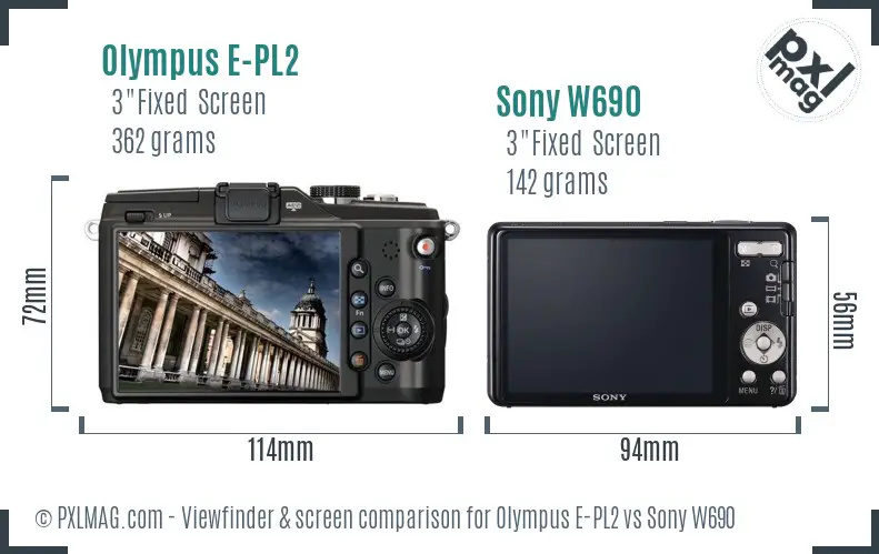 Olympus E-PL2 vs Sony W690 Screen and Viewfinder comparison Olympus E-PL2 vs Sony W690 Screen and Viewfinder comparison