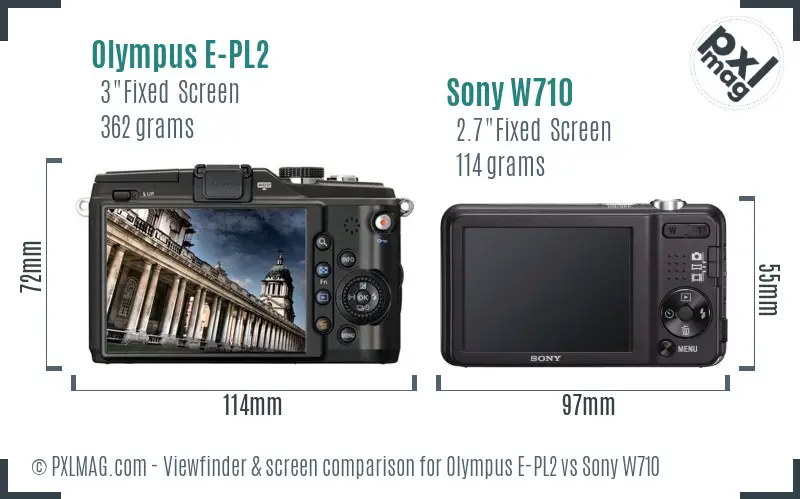 Olympus E-PL2 vs Sony W710 Screen and Viewfinder comparison