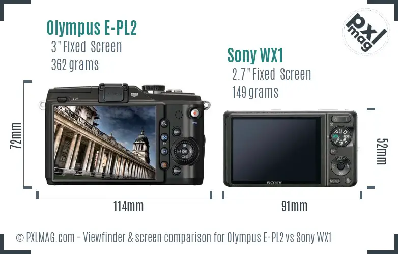 Olympus E-PL2 vs Sony WX1 Screen and Viewfinder comparison