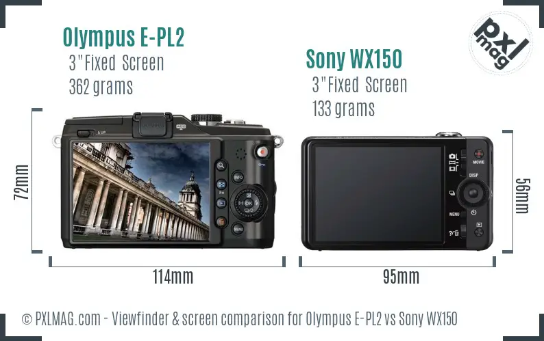 Olympus E-PL2 vs Sony WX150 Screen and Viewfinder comparison Olympus E-PL2 vs Sony WX150 Screen and Viewfinder comparison