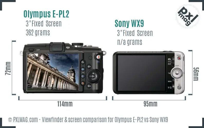 Olympus E-PL2 vs Sony WX9 Screen and Viewfinder comparison