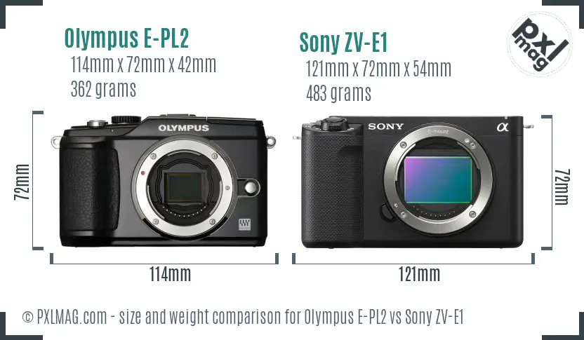 Olympus E-PL2 vs Sony ZV-E1 size comparison Olympus E-PL2 vs Sony ZV-E1 size comparison