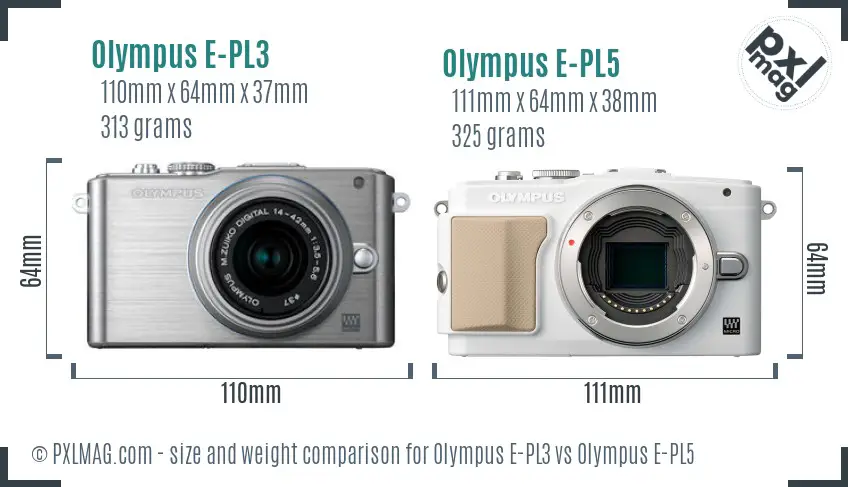 Olympus E-PL3 vs Olympus E-PL5 size comparison