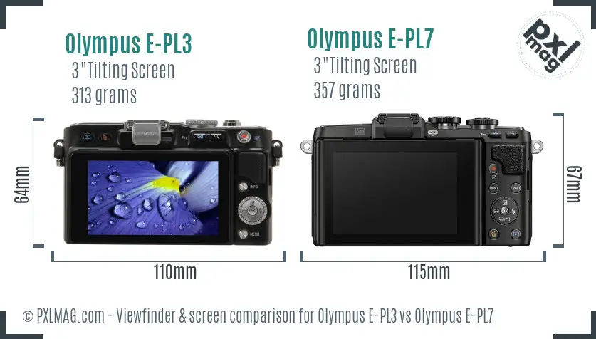 Olympus E-PL3 vs Olympus E-PL7 Screen and Viewfinder comparison