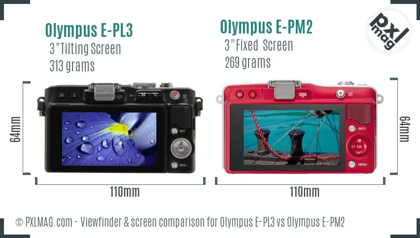 Olympus E-PL3 vs Olympus E-PM2 Screen and Viewfinder comparison