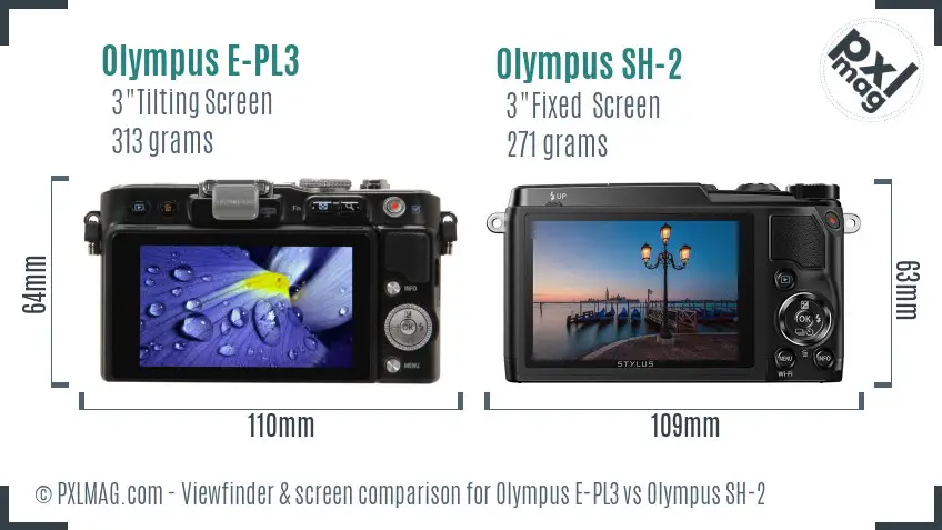 Olympus E-PL3 vs Olympus SH-2 Screen and Viewfinder comparison