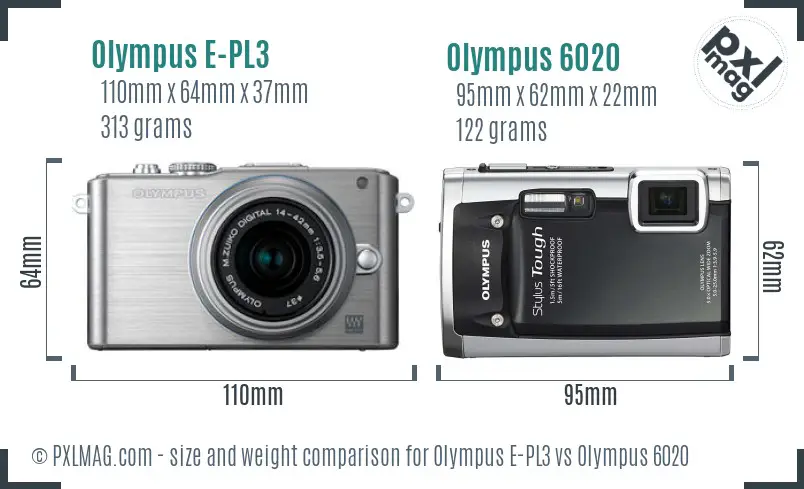 Olympus E-PL3 vs Olympus 6020 size comparison