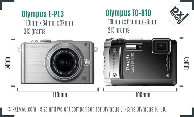 Olympus E-PL3 vs Olympus TG-810 size comparison