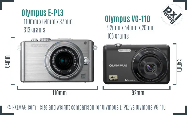 Olympus E-PL3 vs Olympus VG-110 size comparison