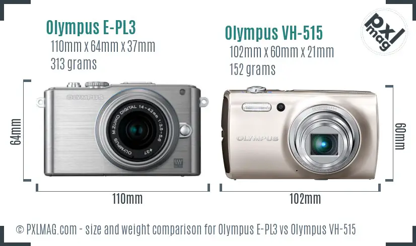 Olympus E-PL3 vs Olympus VH-515 size comparison
