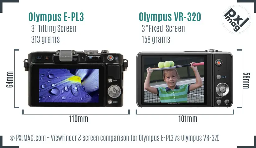 Olympus E-PL3 vs Olympus VR-320 Screen and Viewfinder comparison