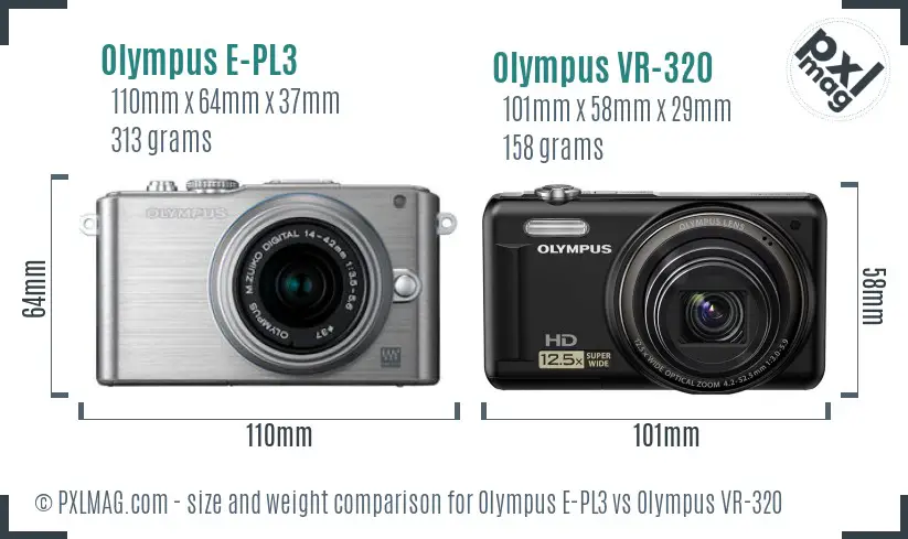 Olympus E-PL3 vs Olympus VR-320 size comparison