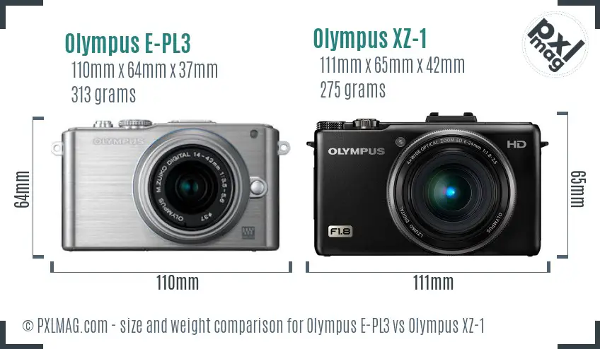 Olympus E-PL3 vs Olympus XZ-1 size comparison