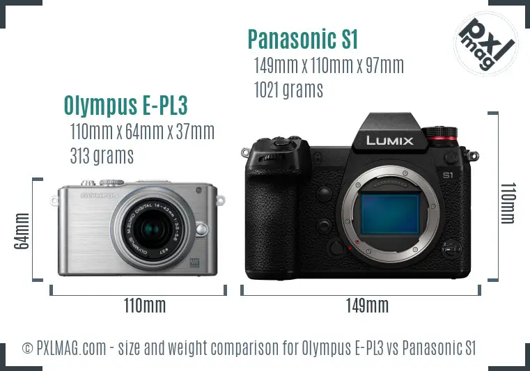 Olympus E-PL3 vs Panasonic S1 size comparison